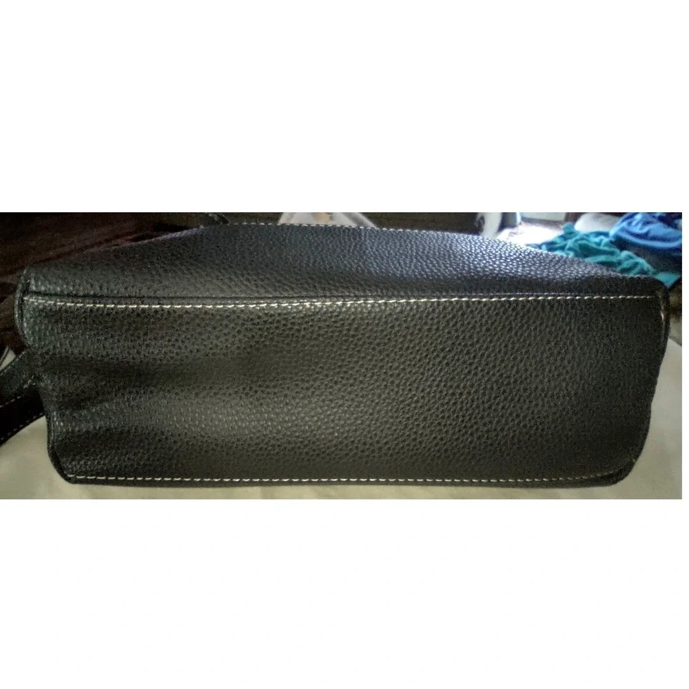 Stone Mountain Leather Floral Print‎ Shoulder Bag Women Black Zip Multi Pockets